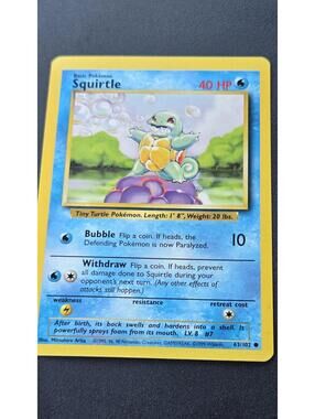 Pokemon Squirtle 40 HP Basic Pokemon Card Shadowless